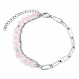 6MM Heart Shape Gemstone Paperclip Chain Bracelet Stainless Steel Adjustable Dainty Stackable Women Jewelry #SB3164