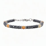 Hematite Heishi Disc Bead Bracelet 4MM Natural Multi‑Color Gemstone Accent Adjustable Unisex Stack Wrist Jewelry #SB3150