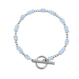 4MM Natural Stone Heishi Disc Bracelet Silver OT Toggle Clasp Dainty Stackable Boho Crystal Beaded Bracelets Women Jewelry #SB3147S