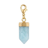 Hexagonal Crystal Bullet Stone Pendant Bag Tag Charm Gold Lobster Clasp Purse Handbag Zipper Pull DIY Jewelry Making Accessories #SP2057