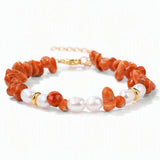 Handmade Healing Crystal Chip Bracelet Freshwater Pearl Beads Silver Extension Chain Women Fashion Stackable Bracelet #SB3136
