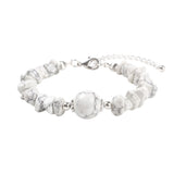 Natural Chip Gemstone Bracelet 12mm Round Focal Bead  Adjustable Chain Healing Crystal Boho Stackable Bracelets for Women #SB3158