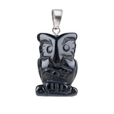 25mm Craved Owl Gemstone Pendant for Making Jewelry Healing Crystal Animal Figurine Gift SP2329