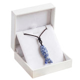 Hand Carved Gemstone Fish Necklace Boho Crystal Pendant Healing Crystal Jewelry for Her/Him Adjustable Gift Box