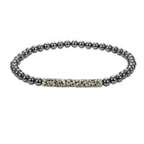 Dainty 4mm Hematite Bead Bracelet Mixed Natural Stone Tube Disc Bead Elastic Stackable Bracelet for Ladies #SB3156