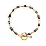 4MM Natural Stone Heishi Disc Bracelet Gold OT Toggle Clasp Dainty Stackable Boho Crystal Beaded Bracelets Women Jewelry #SB3147G