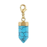Hexagonal Crystal Bullet Stone Pendant Bag Tag Charm Gold Lobster Clasp Purse Handbag Zipper Pull DIY Jewelry Making Accessories #SP2057