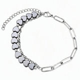 6MM Heart Shape Gemstone Paperclip Chain Bracelet Stainless Steel Adjustable Dainty Stackable Women Jewelry #SB3164