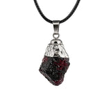 Healing Chakra Crystal Necklace for Women Men  Silver Cap  Irregular Rough Tumbled Stone Pendant Jewelry