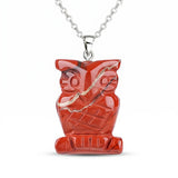 25mm Healing Crystal Owl Gemstone Necklace for Women men Hand Craved Animal Charms Jewelry Healing Chakra SN2329