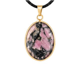 Gemstone Faceted Oval Gold Bezel Pendant Black Wax Rope Necklace Gift Multiple Stone Options Healing Crystal Necklace
