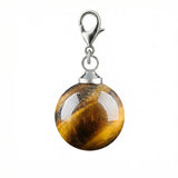 10MM Gemstone Round Ball Pendant Bag Charms for DIY Making Jewelry Silver Lobster Clasp Crystal Sphere Healing Chakra