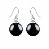 Women Gemstone Balls Drop Earring Healing Chakra Crystal 10MM Beads Dangle Earrings