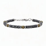 Hematite Heishi Disc Bead Bracelet 4MM Natural Multi‑Color Gemstone Accent Adjustable Unisex Stack Wrist Jewelry #SB3150