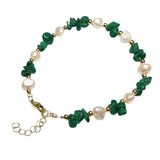 Natural Freshwater Pearl & Stone Bracelet Irregular Chip Crushed Stone Gold Plated Adjustable Chain Bracelet for Women #SB3157