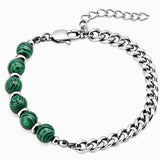 8MM Natural Stone Bead Stainless Steel Curb Chain Bracelet Unisex Healing Crystal Adjustable Men Women Stackable Jewelry #SB3152