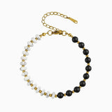 6MM Heishi Disc Spacer Round Bead Matte Onyx Gemstone Bracelet Gold Chain Adjustable #SB3145
