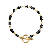 4MM Natural Stone Heishi Disc Bracelet Gold OT Toggle Clasp Dainty Stackable Boho Crystal Beaded Bracelets Women Jewelry #SB3147G