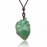 Hand Carved Human Heart Chakra Healing Crystal Stone Pendant Adjustable Cord Necklace Valentine Gift for Women #SN2043