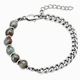8MM Natural Stone Bead Stainless Steel Curb Chain Bracelet Unisex Healing Crystal Adjustable Men Women Stackable Jewelry #SB3152