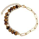 6MM Heart Shape Gemstone Paperclip Chain Bracelet Gold Stainless Steel Adjustable Dainty Stackable Women Jewelry #SB3164