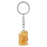 Healing Crystal Stone Cat Keychain Reiki Lucky Charms Keyring Women Bag Car Pendant