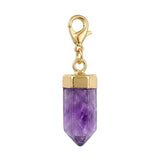 Hexagonal Crystal Bullet Stone Pendant Bag Tag Charm Gold Lobster Clasp Purse Handbag Zipper Pull DIY Jewelry Making Accessories #SP2057