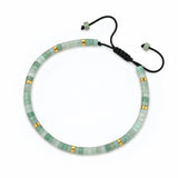 4MM Natural Stone Heishi Disc Braided Bracelet, Gold Spacer Bead Adjustable Woven Boho Stackable Bracelet for Women #SB3151