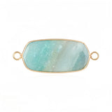 Natural Gemstone Hexagon Pendant Connector for Women | Gold Plated Healing Crystal Jewelry #SP2059
