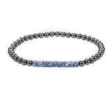 Dainty 4mm Hematite Bead Bracelet Mixed Natural Stone Tube Disc Bead Elastic Stackable Bracelet for Ladies #SB3156