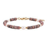 Handmade Flat Disc Natural Gemstone Bracelet 6mm Heishi Beads With Freshwater Pearls Silver Clasp Chain Adjustable Women #SB3137