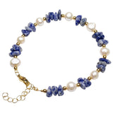 Natural Freshwater Pearl & Stone Bracelet Irregular Chip Crushed Stone Gold Plated Adjustable Chain Bracelet for Women #SB3157