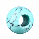 12mm Round Natural Gemstone Large Hole Beads, 5mm Big Hole Polished Stone Ball Beads for DIY Jewelry Making