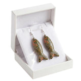 Hand Carved Gemstone Fish Earrings for Women Crystal Dangle Earrings with Hypoallergenic Hooks Healing Stone Jewelry Gift Box