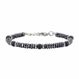 Hematite Heishi Disc Bead Bracelet 4MM Natural Multi‑Color Gemstone Accent Adjustable Unisex Stack Wrist Jewelry #SB3150