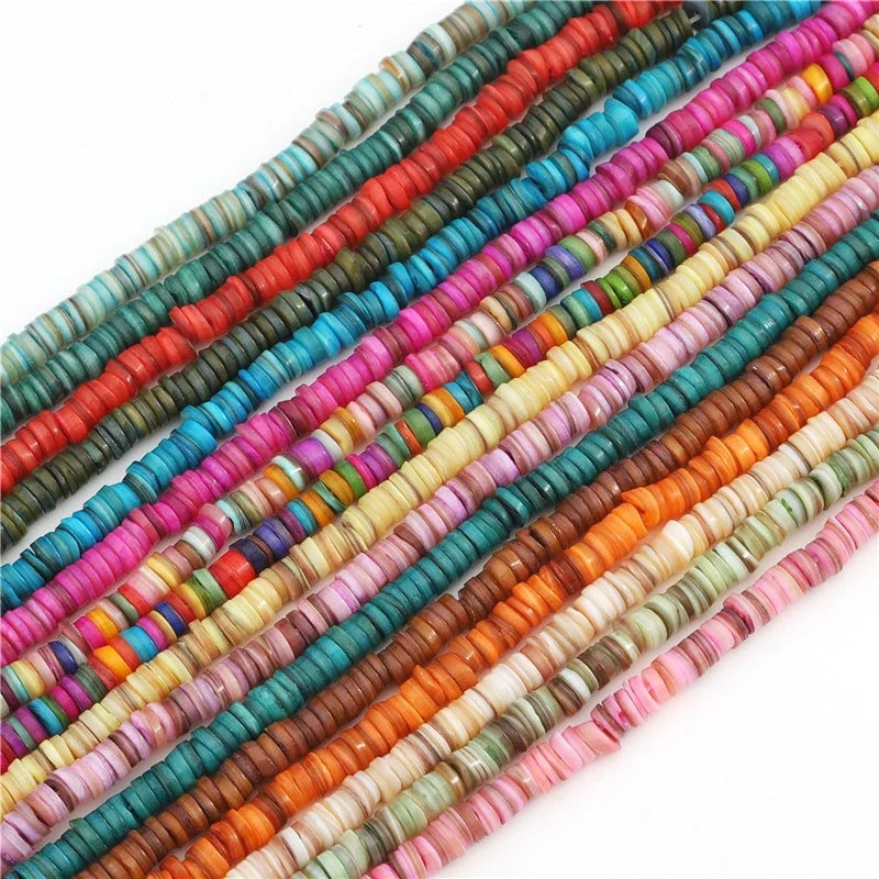 6mm Dyed Shell Heishi Beads Disc Spacer Flat Round Washer Loose Beads for Jewelry Making Approx 190-200PCS/STRAND