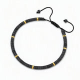 4MM Natural Stone Heishi Disc Braided Bracelet, Gold Spacer Bead Adjustable Woven Boho Stackable Bracelet for Women #SB3151