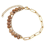6MM Heart Shape Gemstone Paperclip Chain Bracelet Gold Stainless Steel Adjustable Dainty Stackable Women Jewelry #SB3164