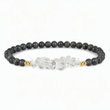 4mm Natural Gemstone Round Bead Stretch Bracelet With Clear Quartz Chip Crystal & Gold Spacers Unisex Healing Stackable Wristband Multi‑Stone Gift #SB3144