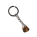 Healing  Chakra Crystal Pendant Keychain for Bag  Silver Cap  Irregular Rough Tumbled Stone Key Chain Decor & Making Jewelry