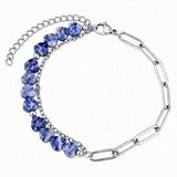 6MM Heart Shape Gemstone Paperclip Chain Bracelet Stainless Steel Adjustable Dainty Stackable Women Jewelry #SB3164