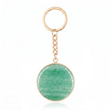 Fashion 30MM Round Disc Gemstone Keychain Chakra Healing Amulet Car Key Holder Ring  #KC2060