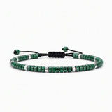 Dainty 4MM Gemstone Heishi Braided Bracelet Silver Accent Spacer Beads Handmade Woven Stackable Bracelet for Women #SB3151