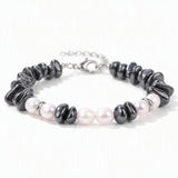 Handmade Healing Crystal Chip Bracelet Freshwater Pearl Beads Silver Extension Chain Women Fashion Stackable Bracelet #SB3136