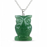 25mm Healing Crystal Owl Gemstone Necklace for Women men Hand Craved Animal Charms Jewelry Healing Chakra SN2329
