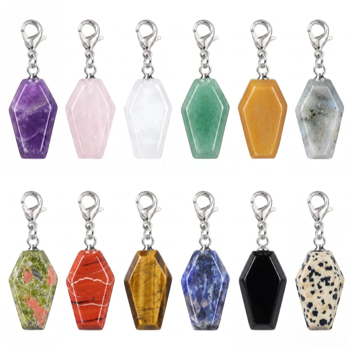 Handcrafted Healing Crystal Coffin Pendant Bag Tag Charms #SP1378