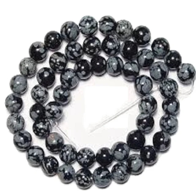 Smooth Polished Loose Snowflake Obsidian Round Beads For DIY Jewelry Making 4/6/810/12MM