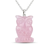 25mm Healing Crystal Owl Gemstone Necklace for Women men Hand Craved Animal Charms Jewelry Healing Chakra SN2329
