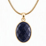 Faceted Oval Natural Crystal Gold Plated Pendant Necklace Snake Chain Multiple Stone Healing Stone Necklace