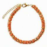 Natural Stone 6mm Disc Bead Gold Plated Bracelet Adjustable Chain Heishi Wheel Bead Gemstone Bracelet for Women #SB3142